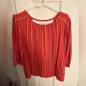 Ace & Jig pumpkin-orange striped top with subtle shimmer